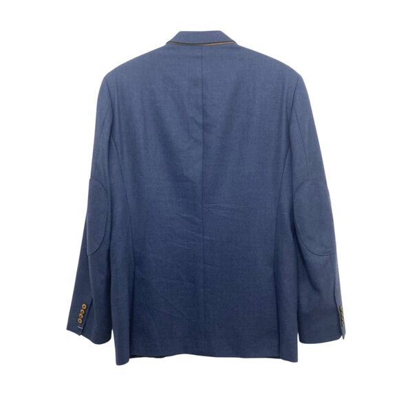 Tommy Hilfiger Tailored Fitted Textured Blue Blazer w/ Elbow Patches 48 / US M - Picture 3 of 13